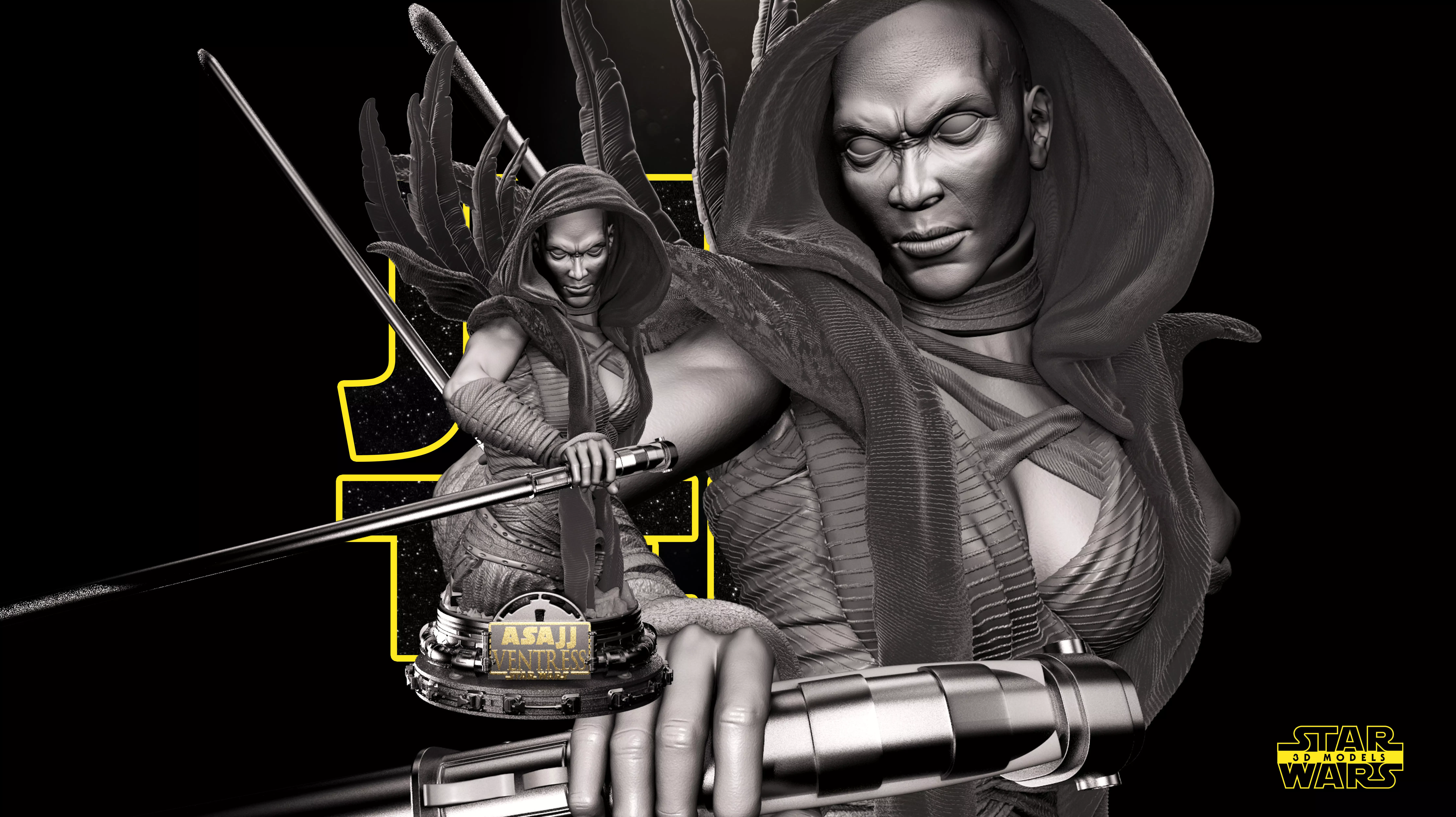 Asajj Ventress Bust - Tested and Ready for 3D printing 3D print model_0