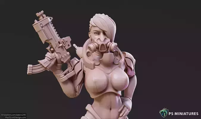 Cyberpunk Mercenary Pose 1 - 4 Variants and Pinup 3D print model