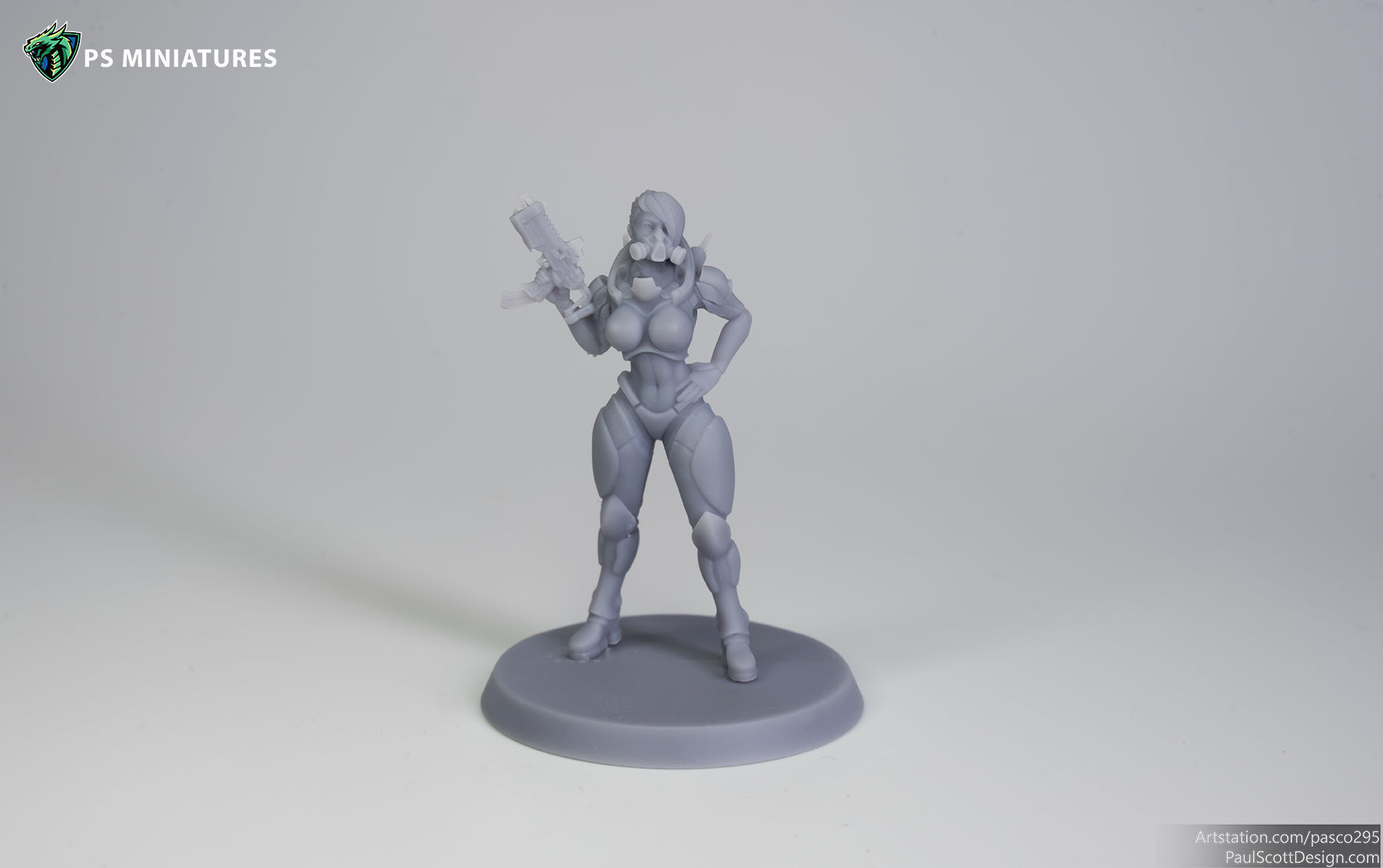 Cyberpunk Mercenary Pose 1 - 4 Variants and Pinup 3D print model_4
