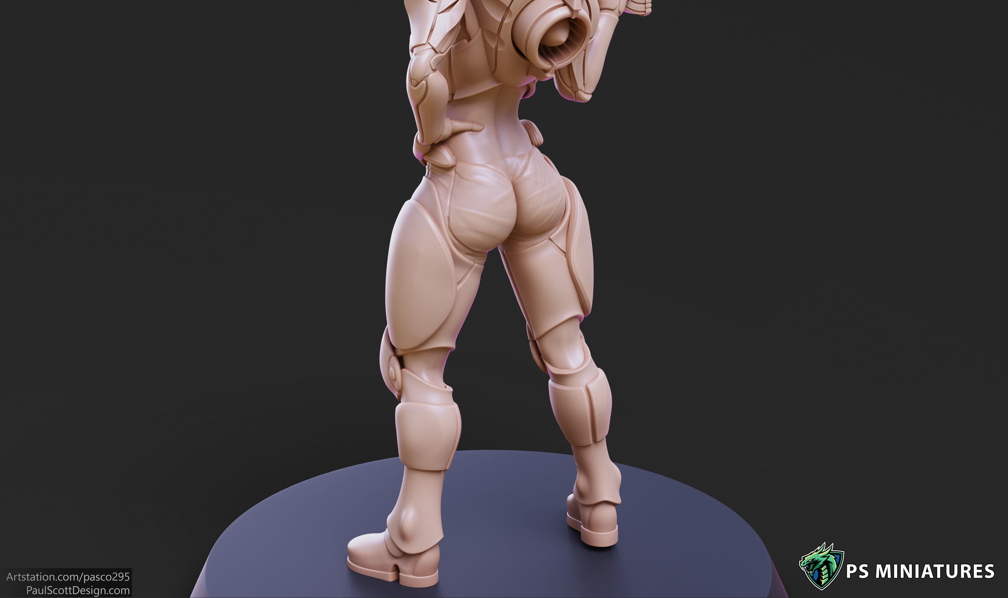 Cyberpunk Mercenary Pose 1 - 4 Variants and Pinup 3D print model_6