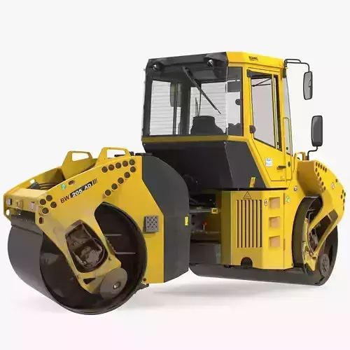 Bomag BW 205 AD4 Tandem Roller Dusty Rigged 3D model