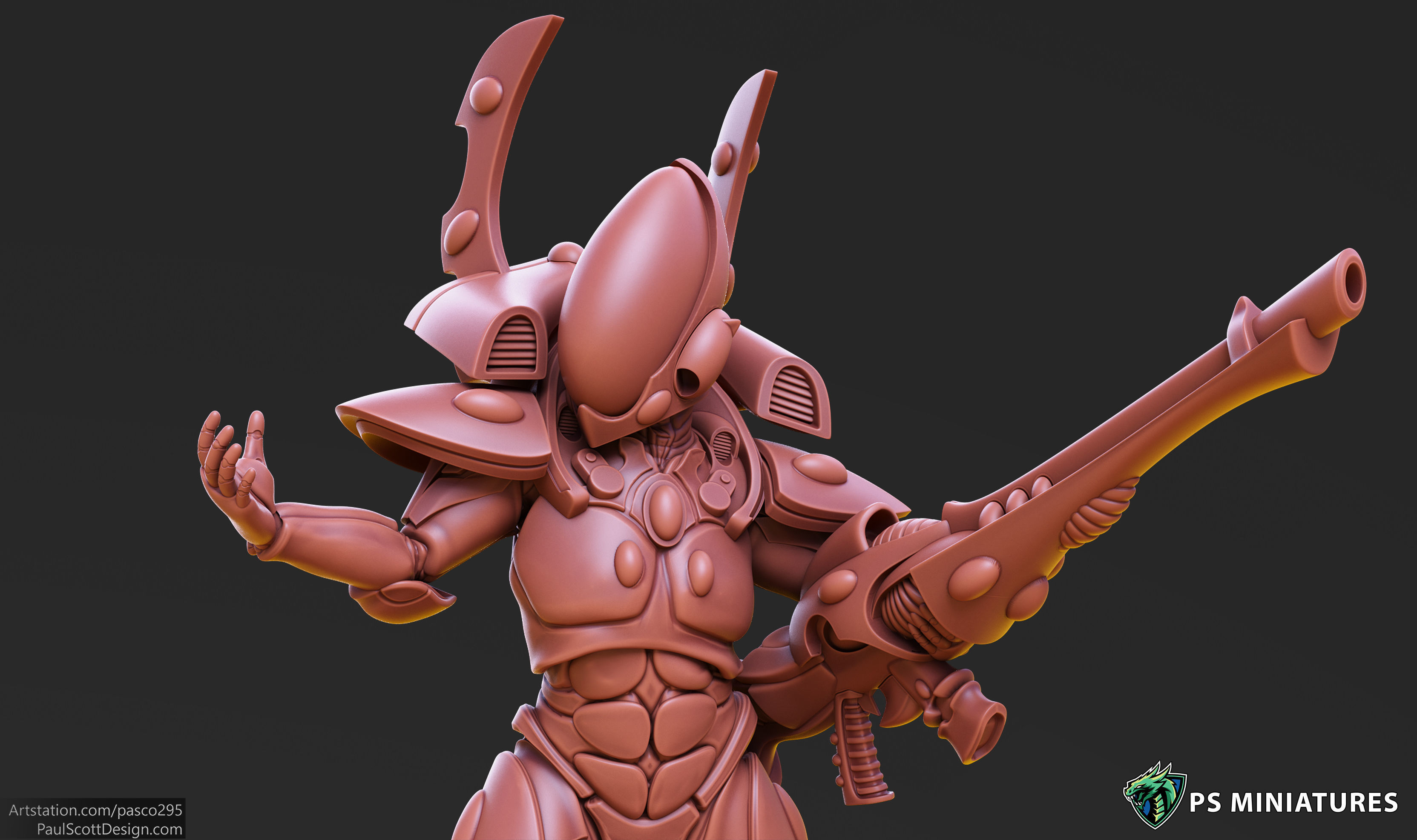 Space Elf Male Soldier Pose 5 - 8 Variants 3D print model_5