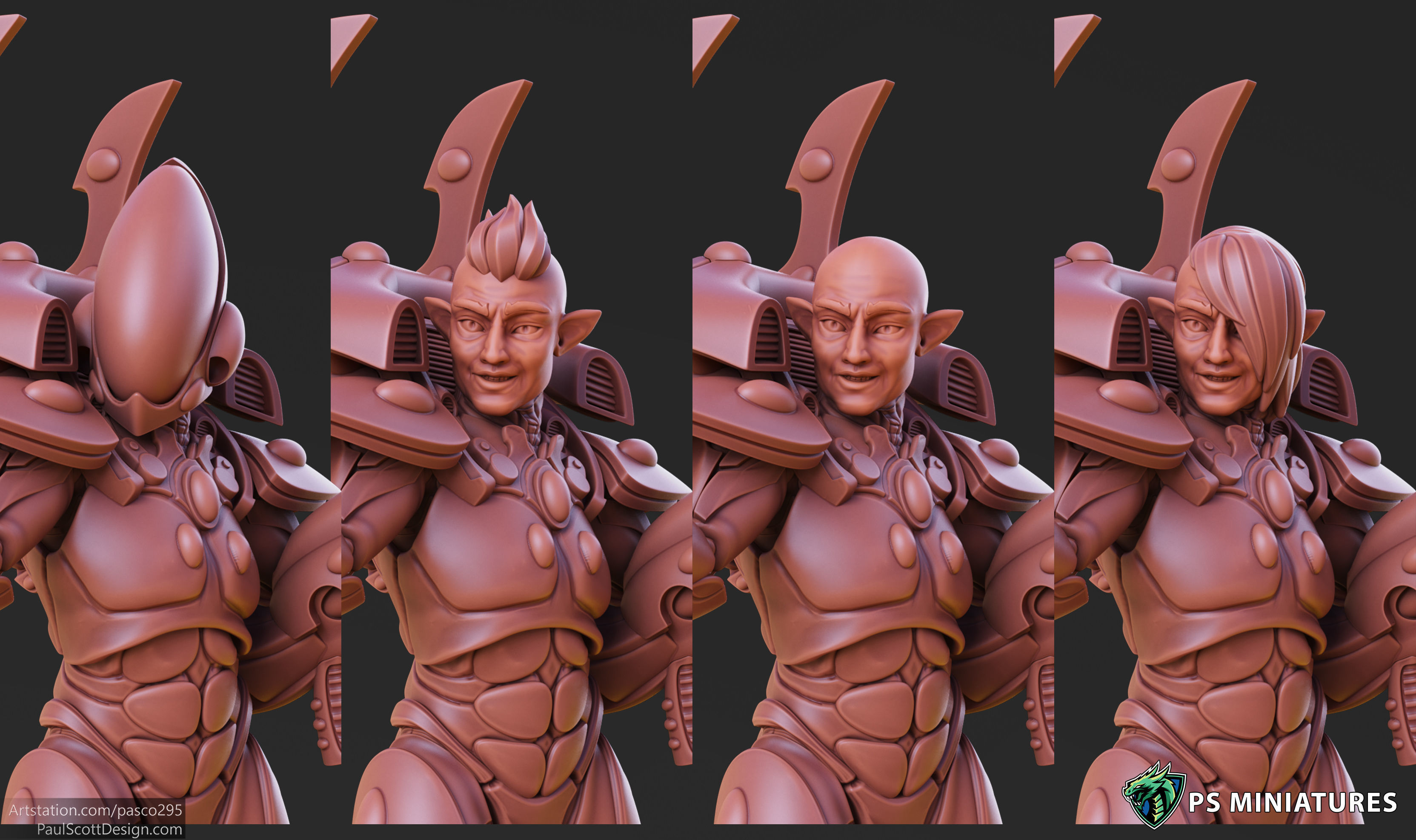 Space Elf Male Soldier Pose 5 - 8 Variants 3D print model_1