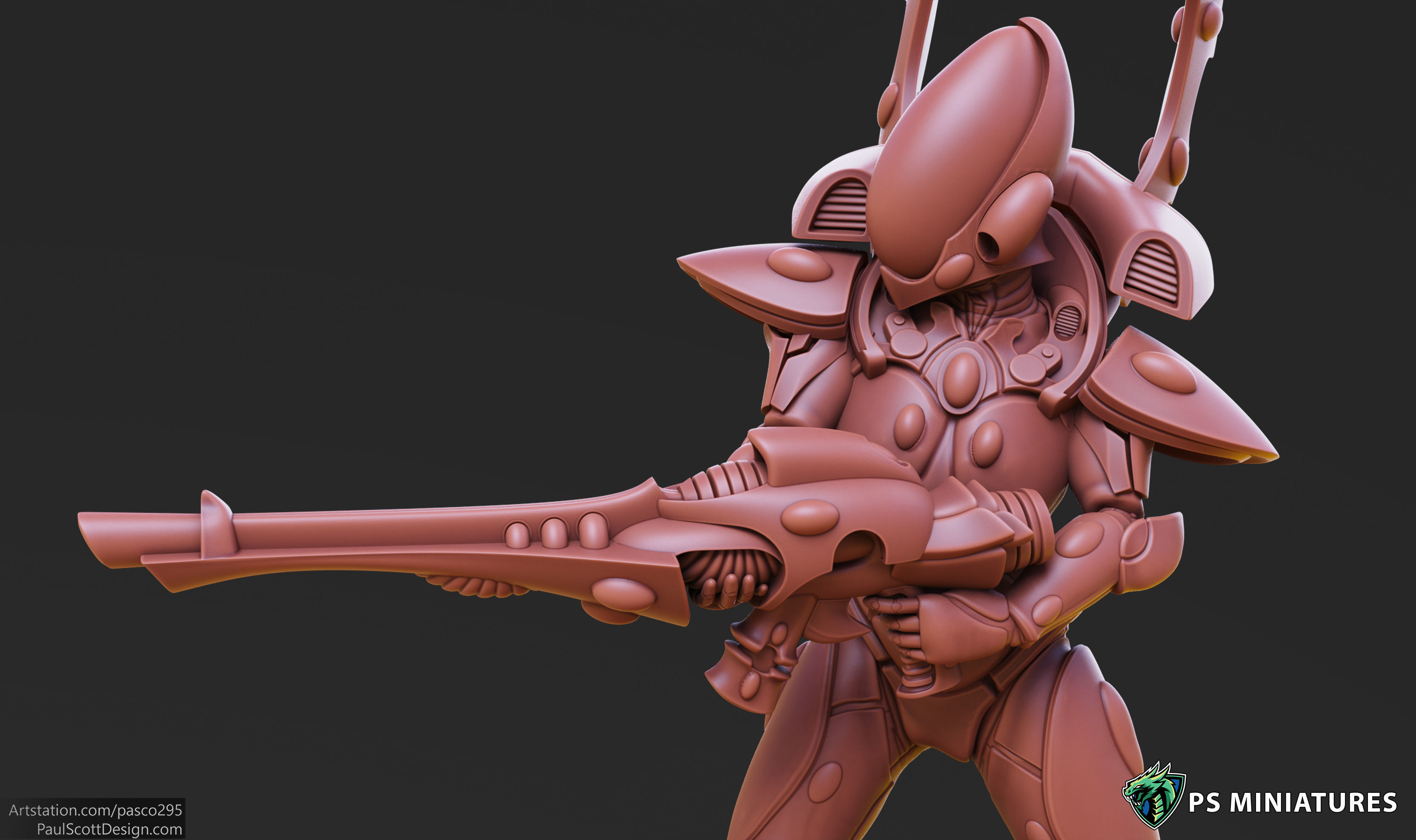 Space Elf Male Soldier Pose 5 - 8 Variants 3D print model_6