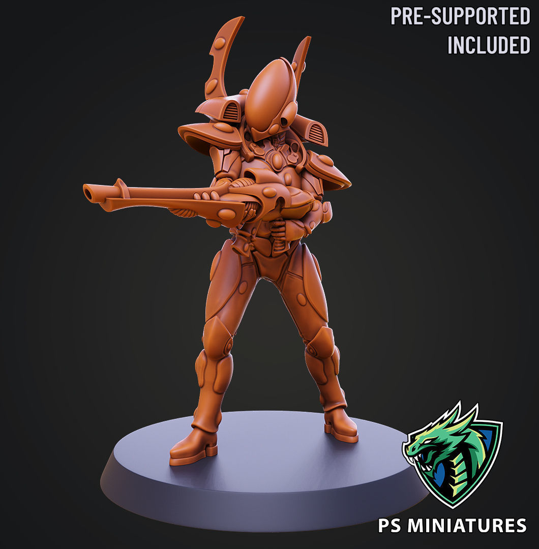Space Elf Male Soldier Pose 5 - 8 Variants 3D print model_15