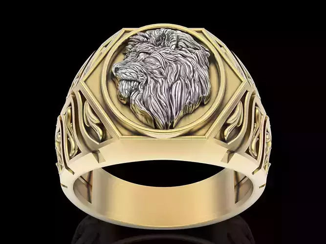 Lion ring silver gold  jewelry printable 3D model