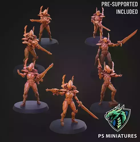 Space Elf Male Soldier Bundle - 40 variants 3D print model