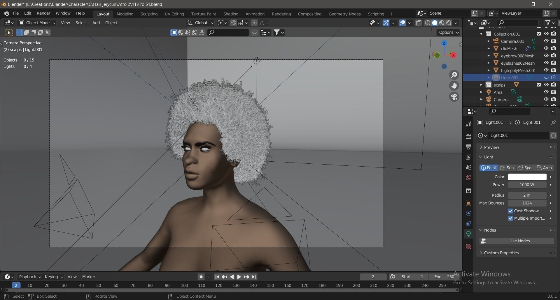 Afro Black Hair 3D model_19