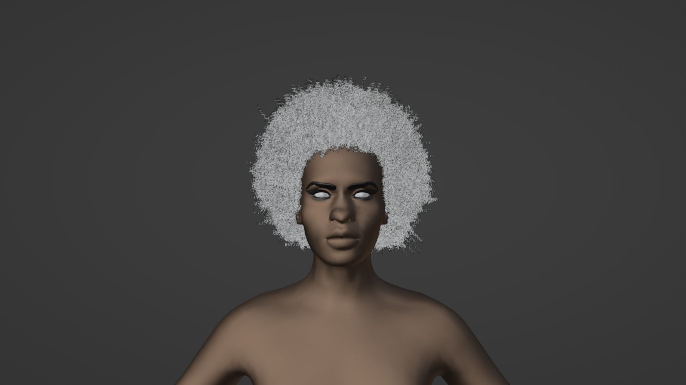 Afro Black Hair 3D model_9