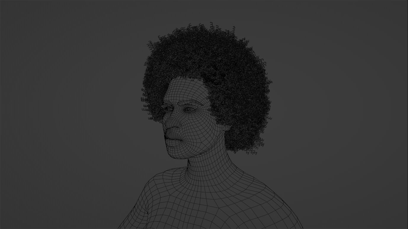 Afro Black Hair 3D model_6