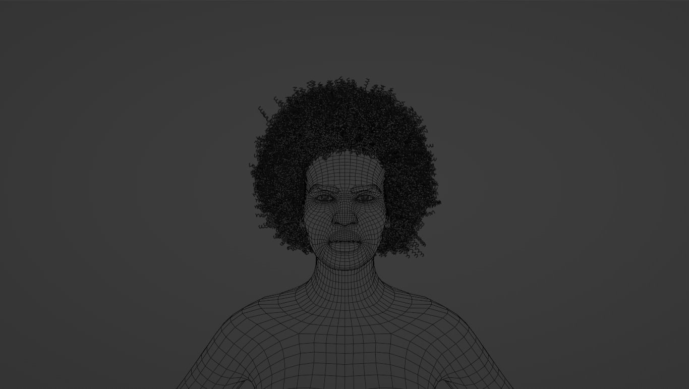 Afro Black Hair 3D model_10