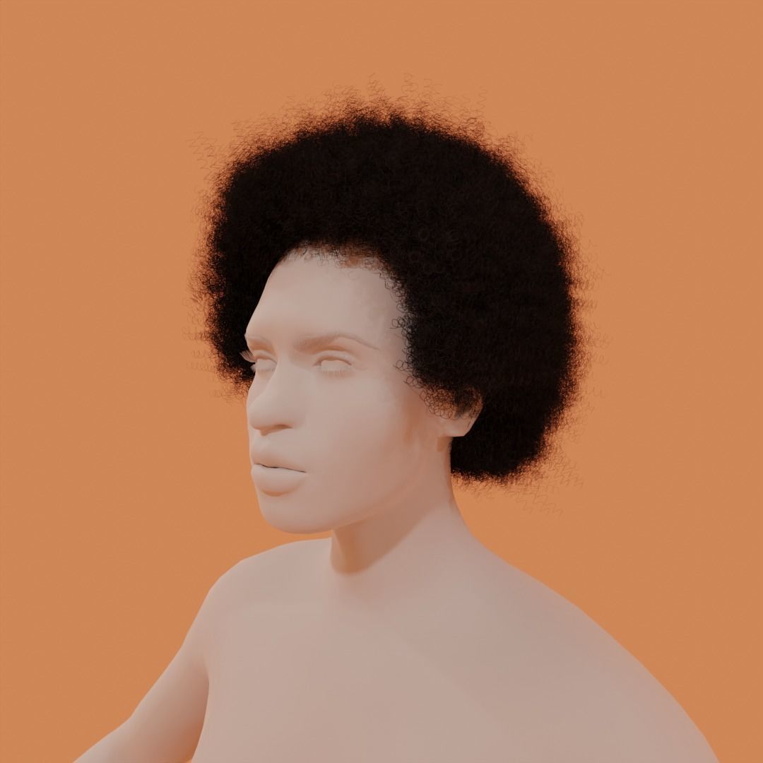 Afro Black Hair 3D model_4