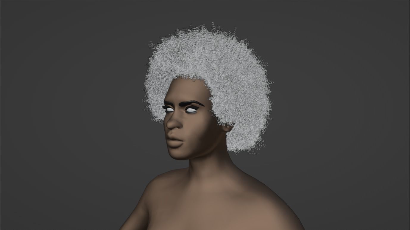 Afro Black Hair 3D model_5