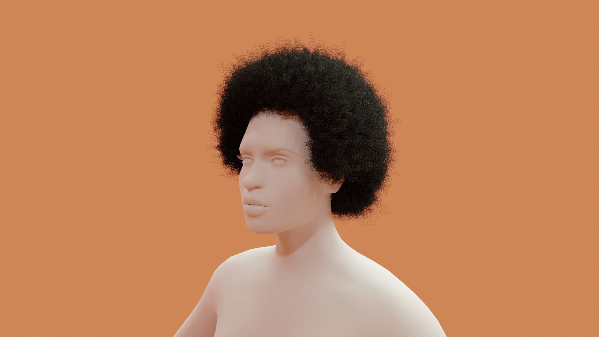 Afro Black Hair 3D model_3