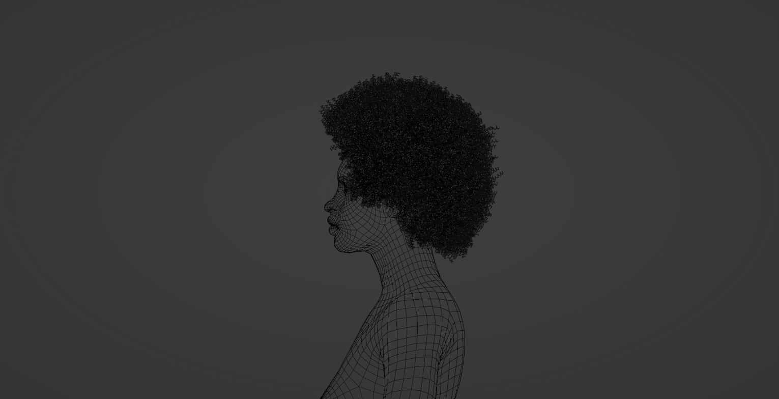 Afro Black Hair 3D model_16