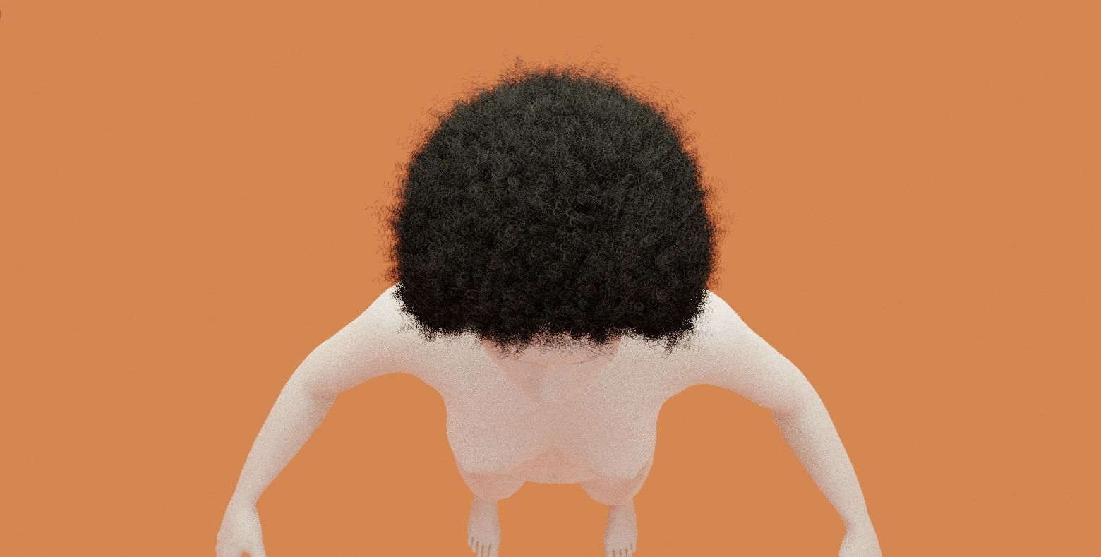 Afro Black Hair 3D model_17