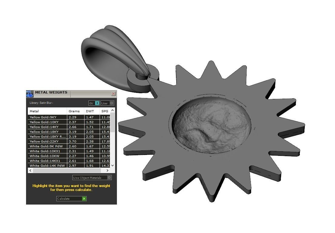 Sun pendant 3D print model_3