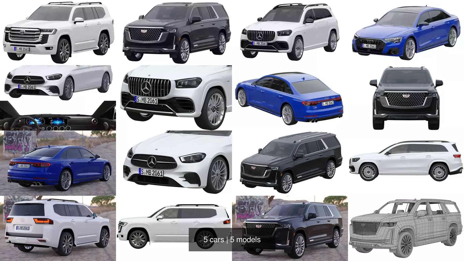 5 cars 3D Model Collection_1