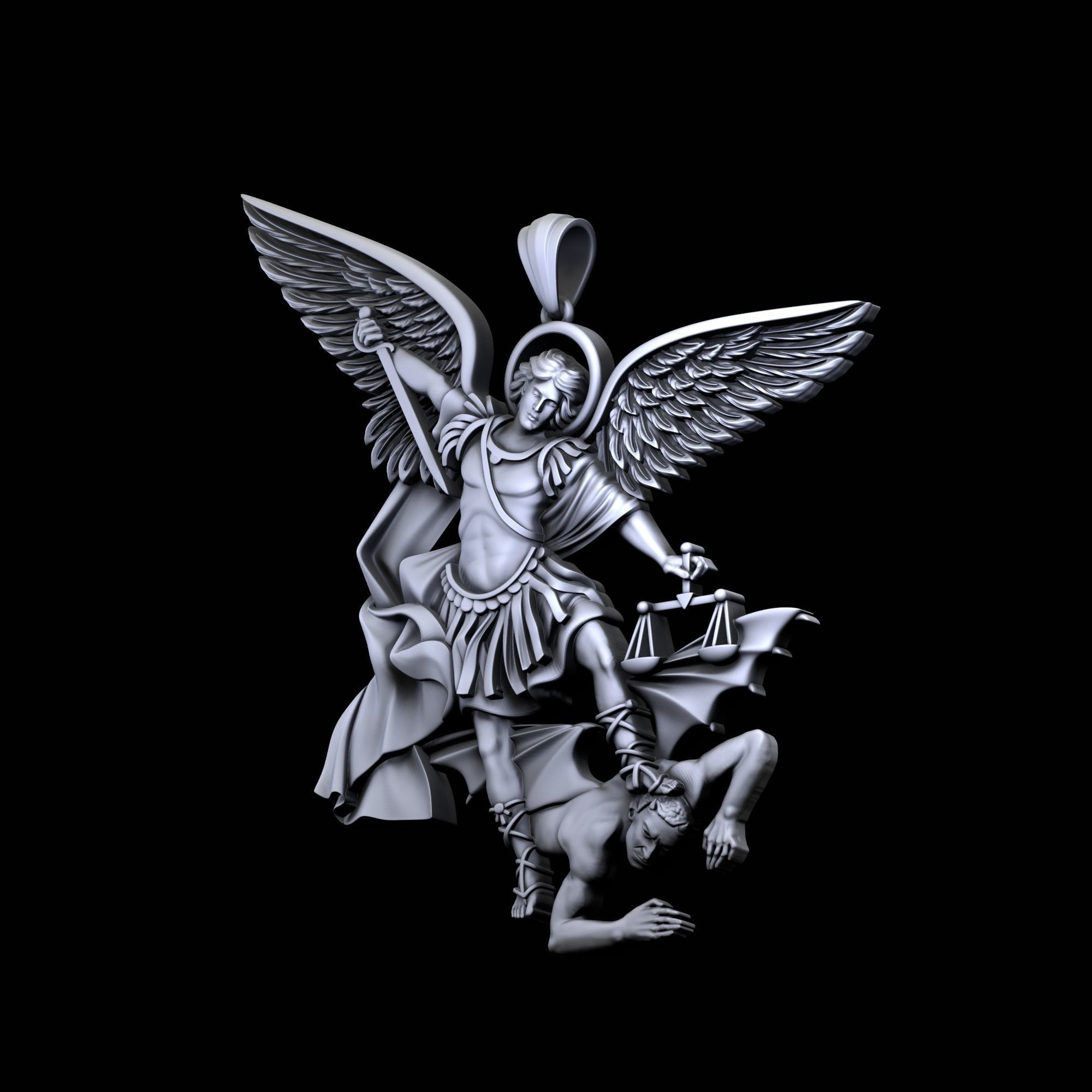 St Michael the Archangel pendant 3D print model_2