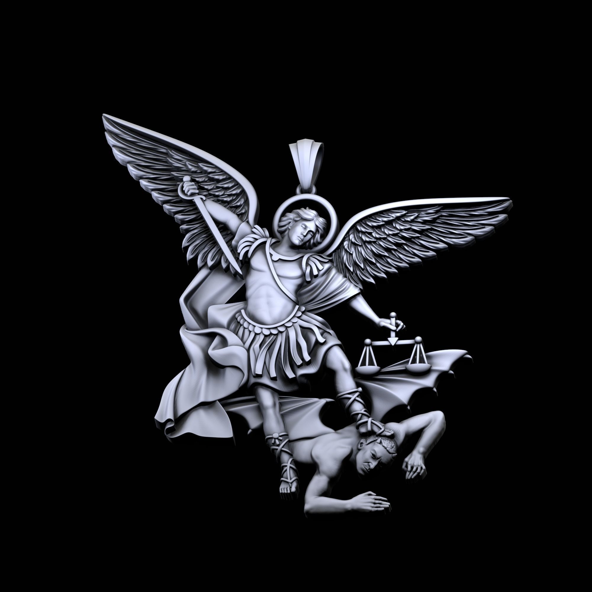 St Michael the Archangel pendant 3D print model_4