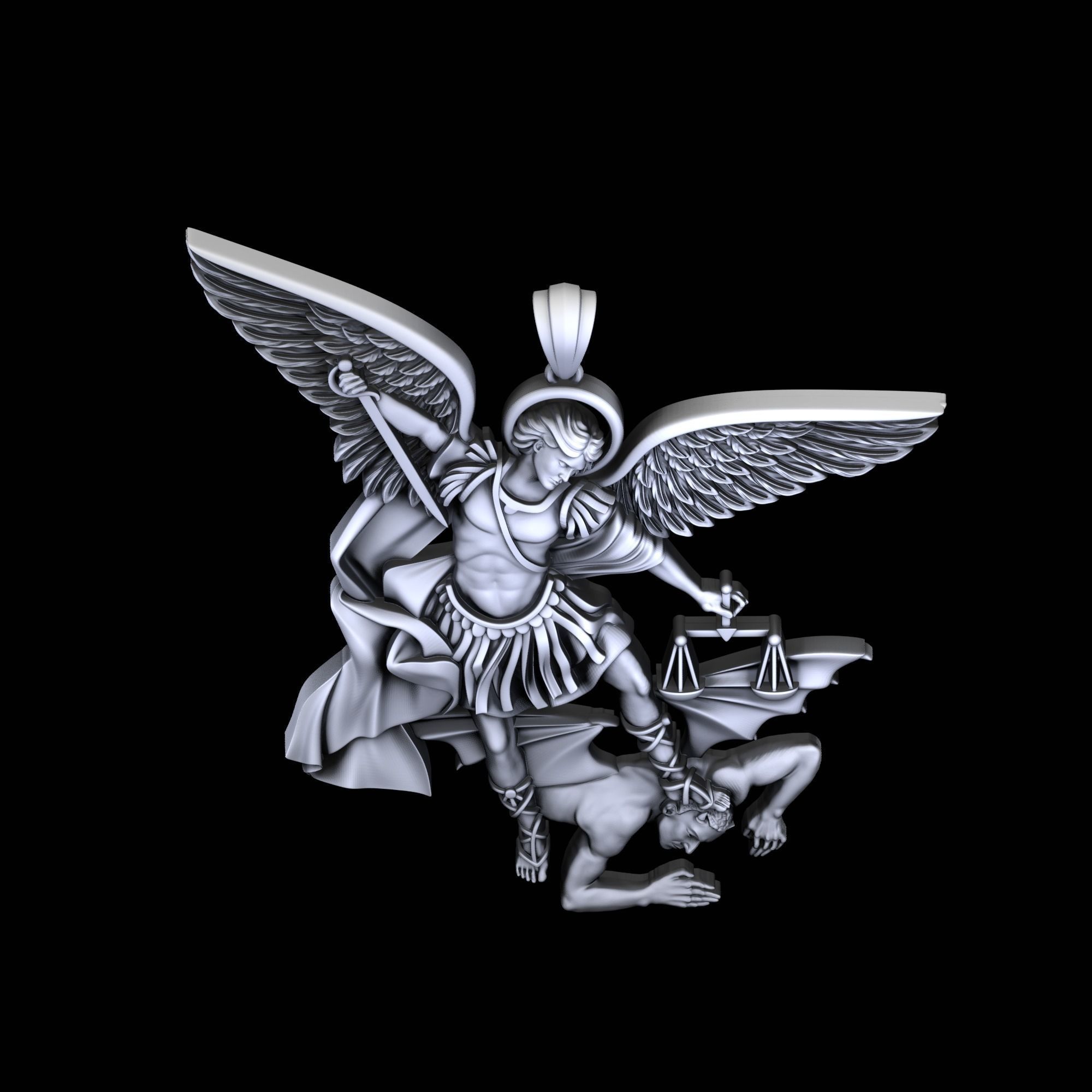 St Michael the Archangel pendant 3D print model_5