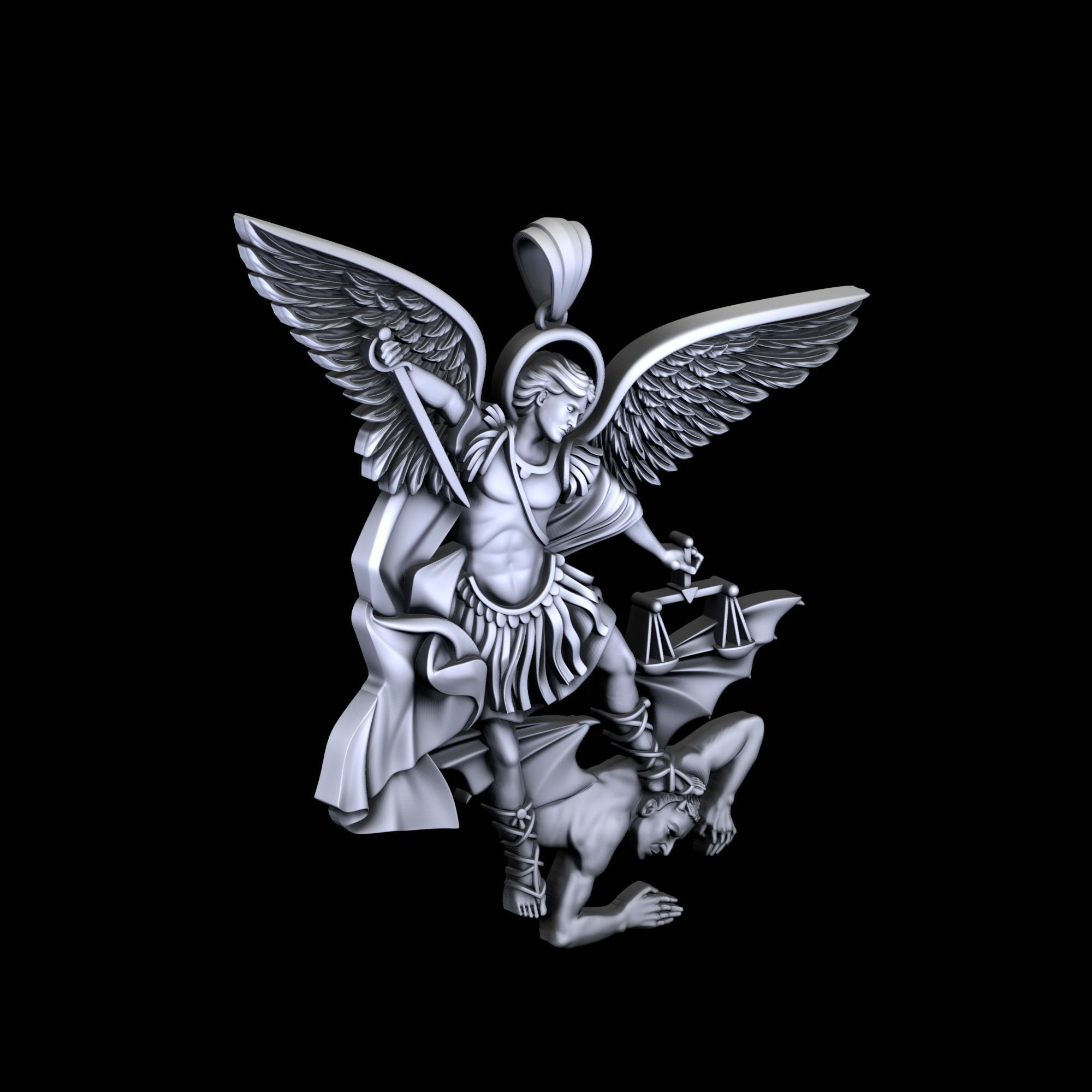St Michael the Archangel pendant 3D print model_3