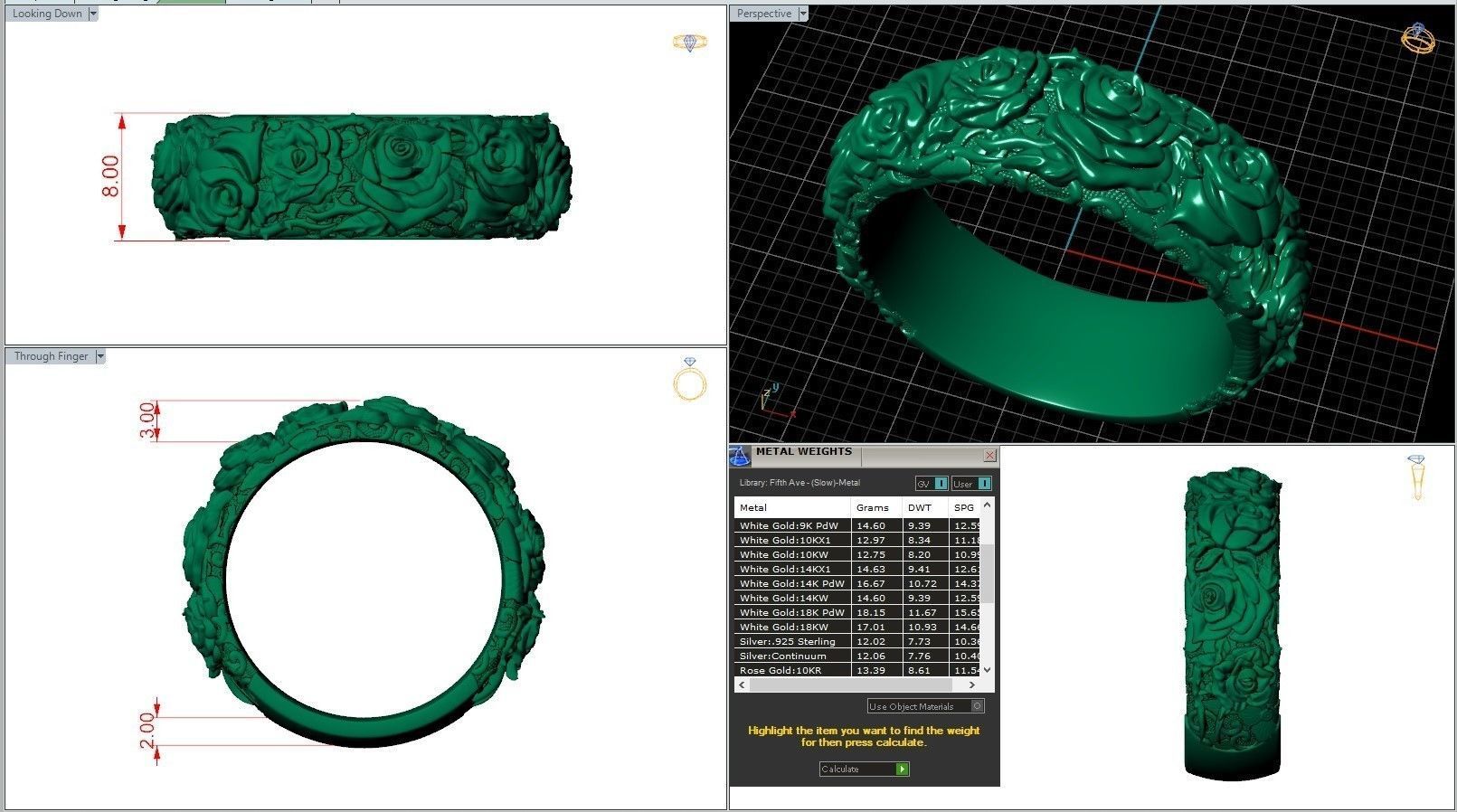 Roses Thorn Pattern Biker Ring 3D print model_7