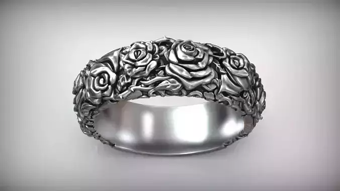 Roses Thorn Pattern Biker Ring 3D print model