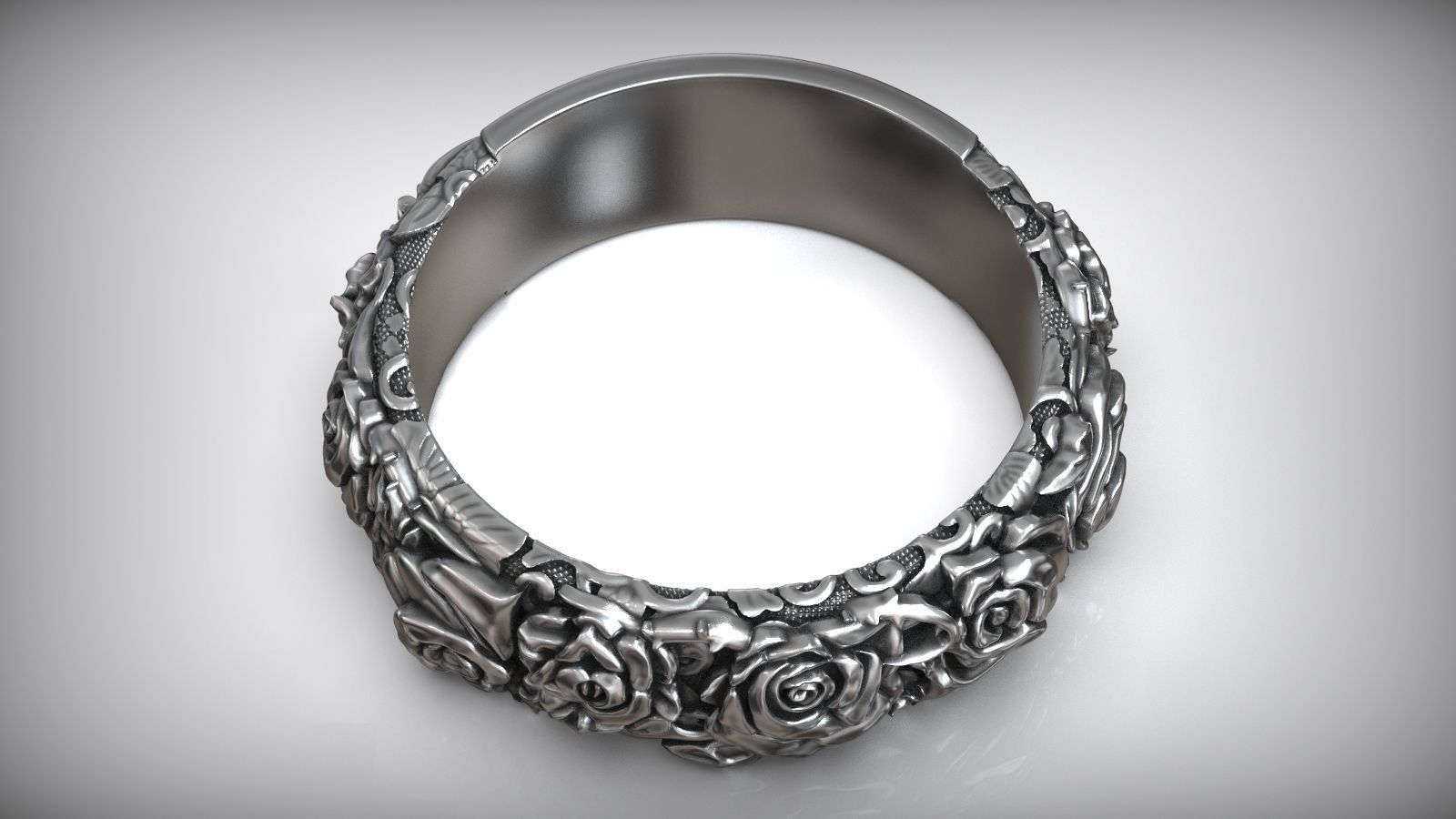 Roses Thorn Pattern Biker Ring 3D print model_6