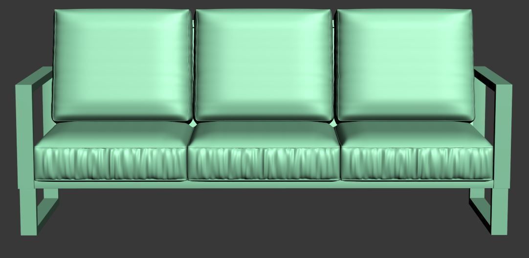 3 seater sofa with cusion and wood Low-poly 3D model_6