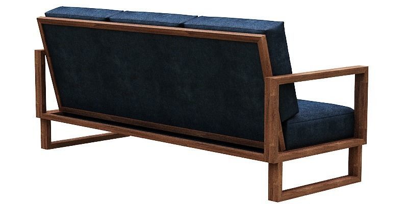 3 seater sofa with cusion and wood Low-poly 3D model_4