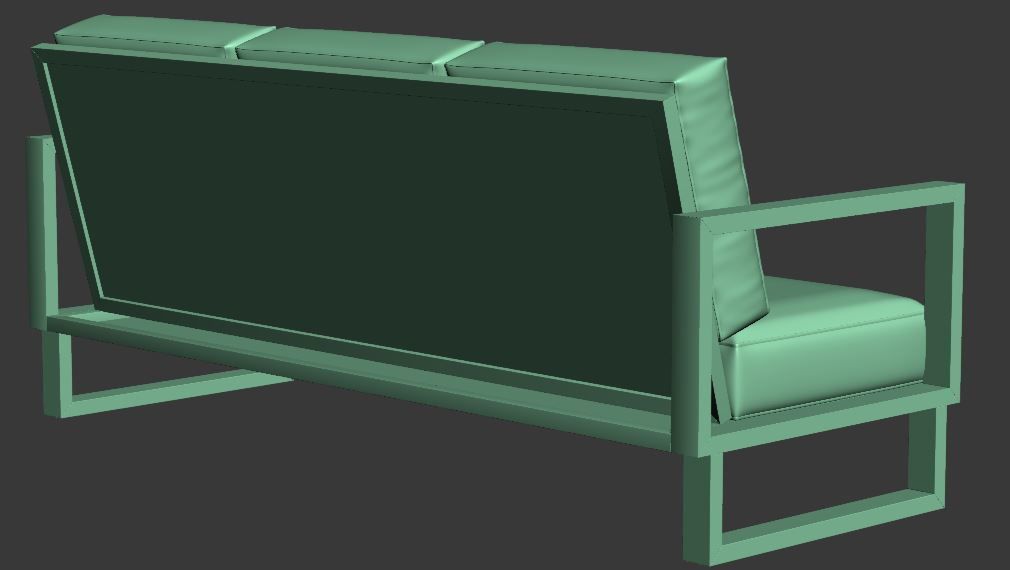 3 seater sofa with cusion and wood Low-poly 3D model_10