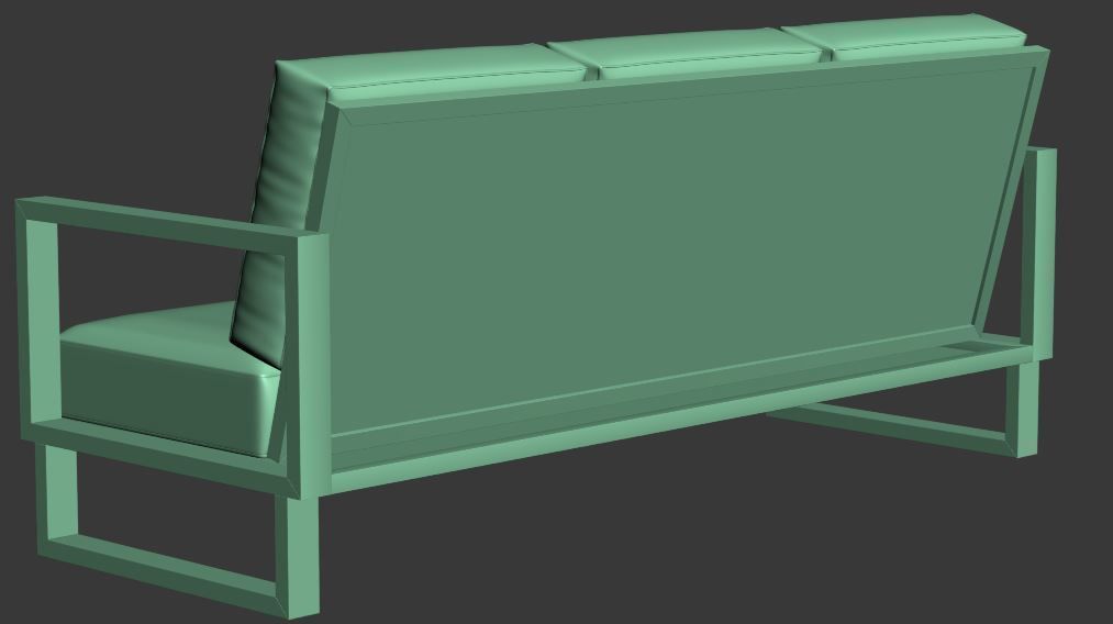 3 seater sofa with cusion and wood Low-poly 3D model_12