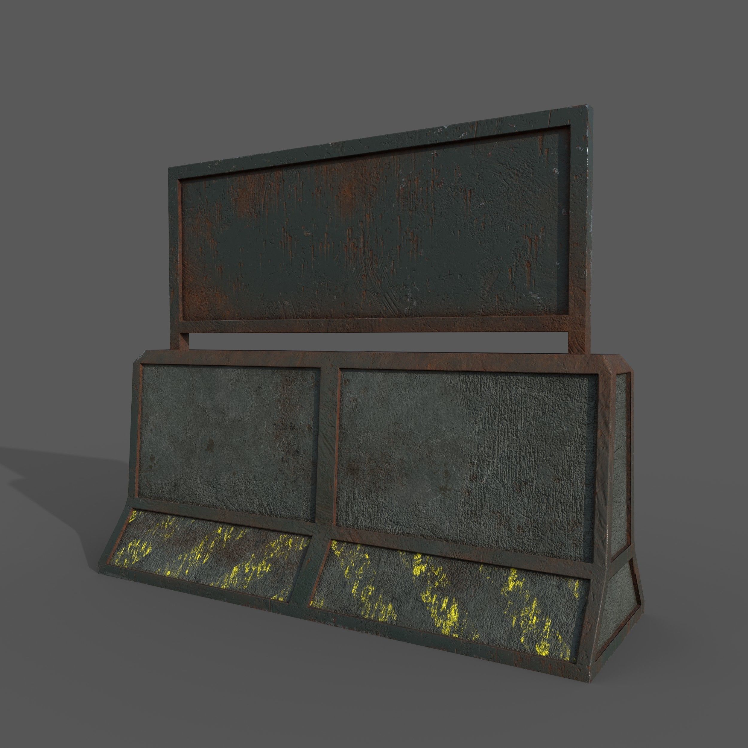 Concrete RoadBlock Barrier Barricade 3D model_10