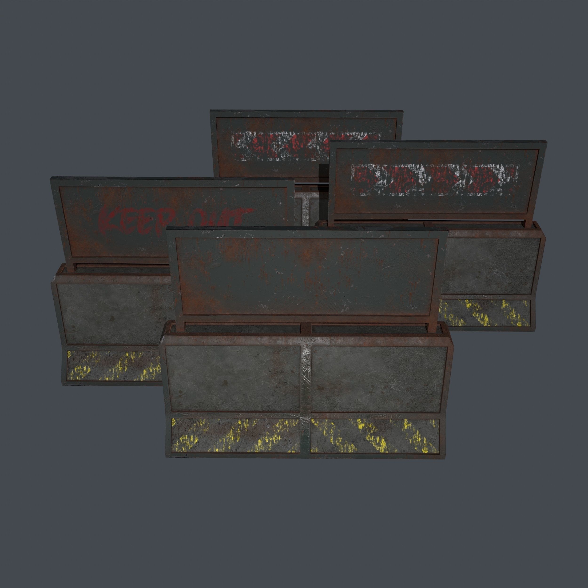 Concrete RoadBlock Barrier Barricade 3D model_9