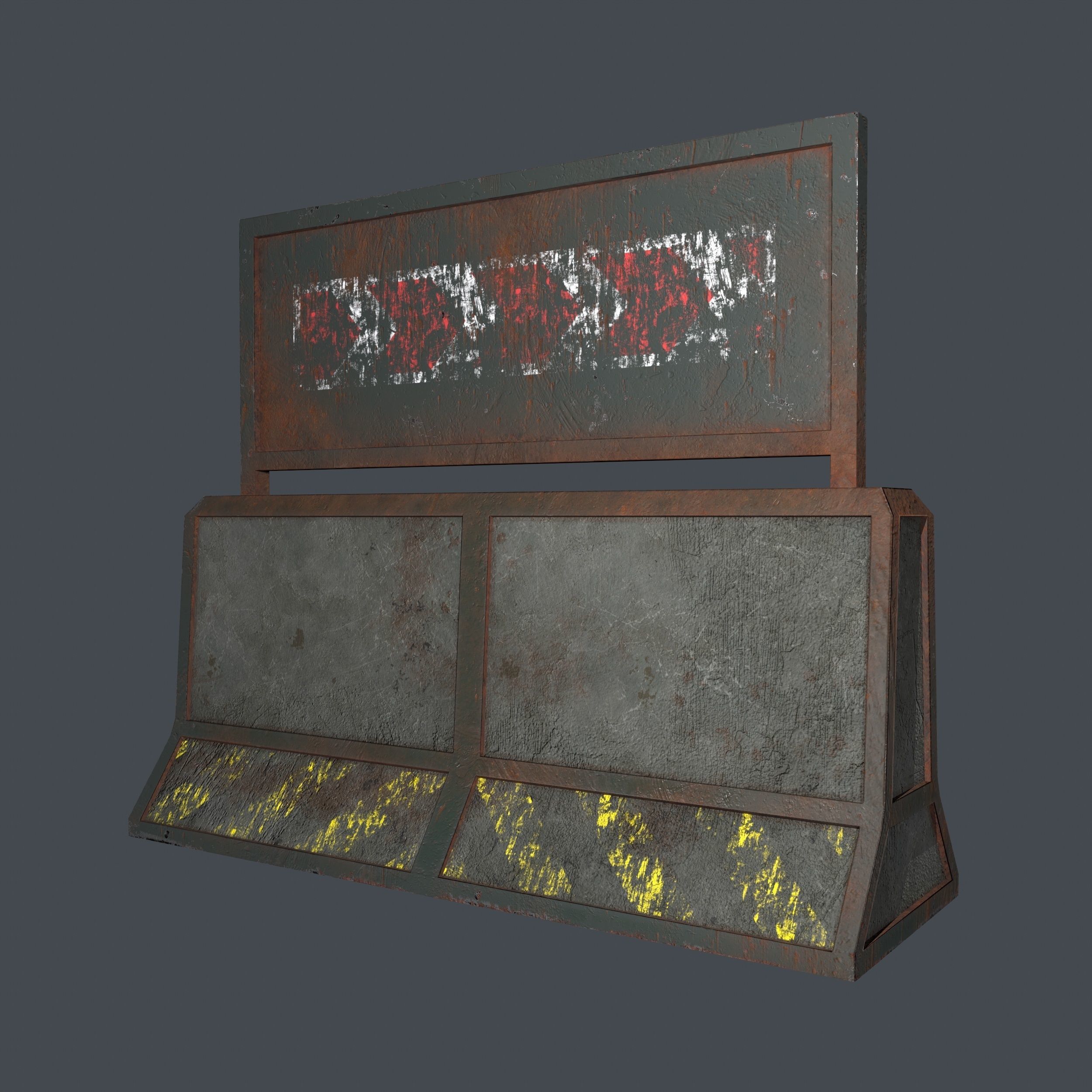 Concrete RoadBlock Barrier Barricade 3D model_6