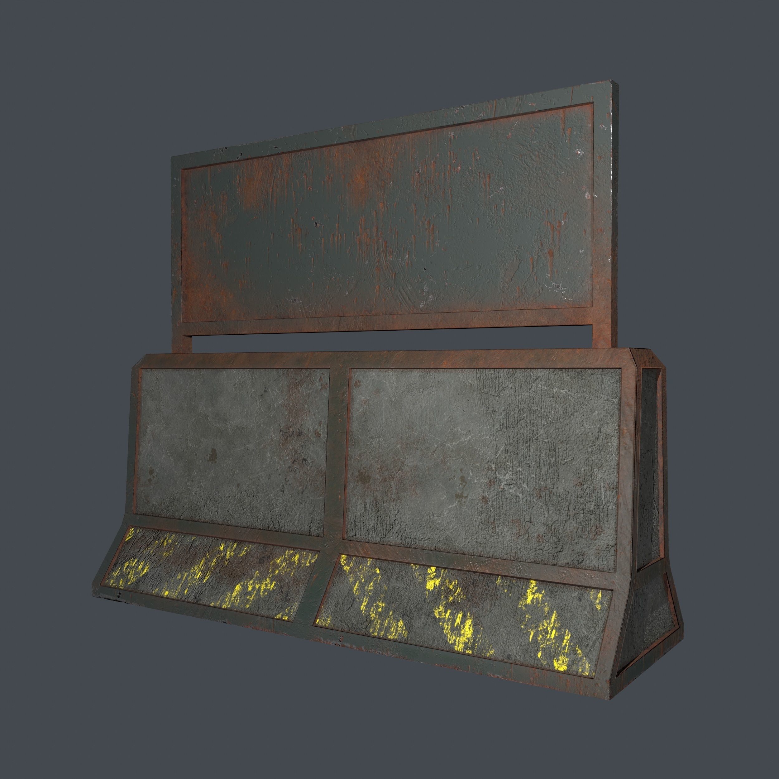Concrete RoadBlock Barrier Barricade 3D model_4