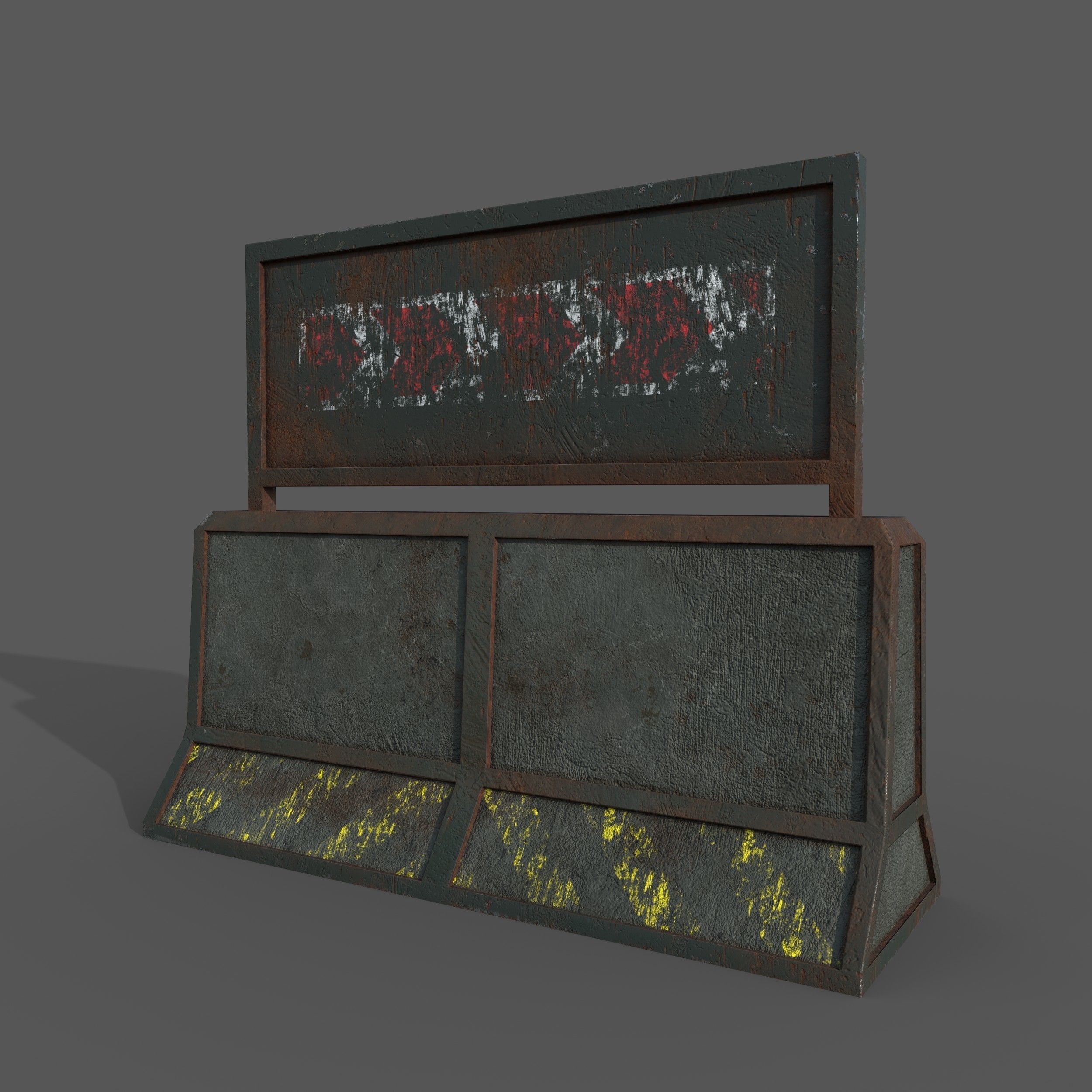 Concrete RoadBlock Barrier Barricade 3D model_12