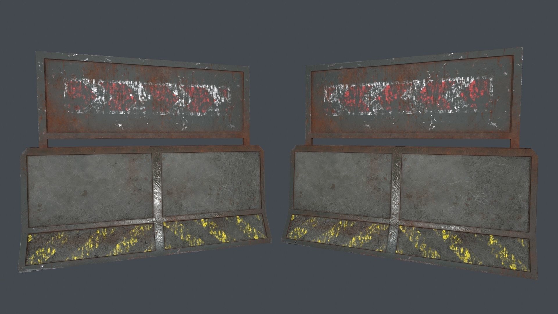 Concrete RoadBlock Barrier Barricade 3D model_3