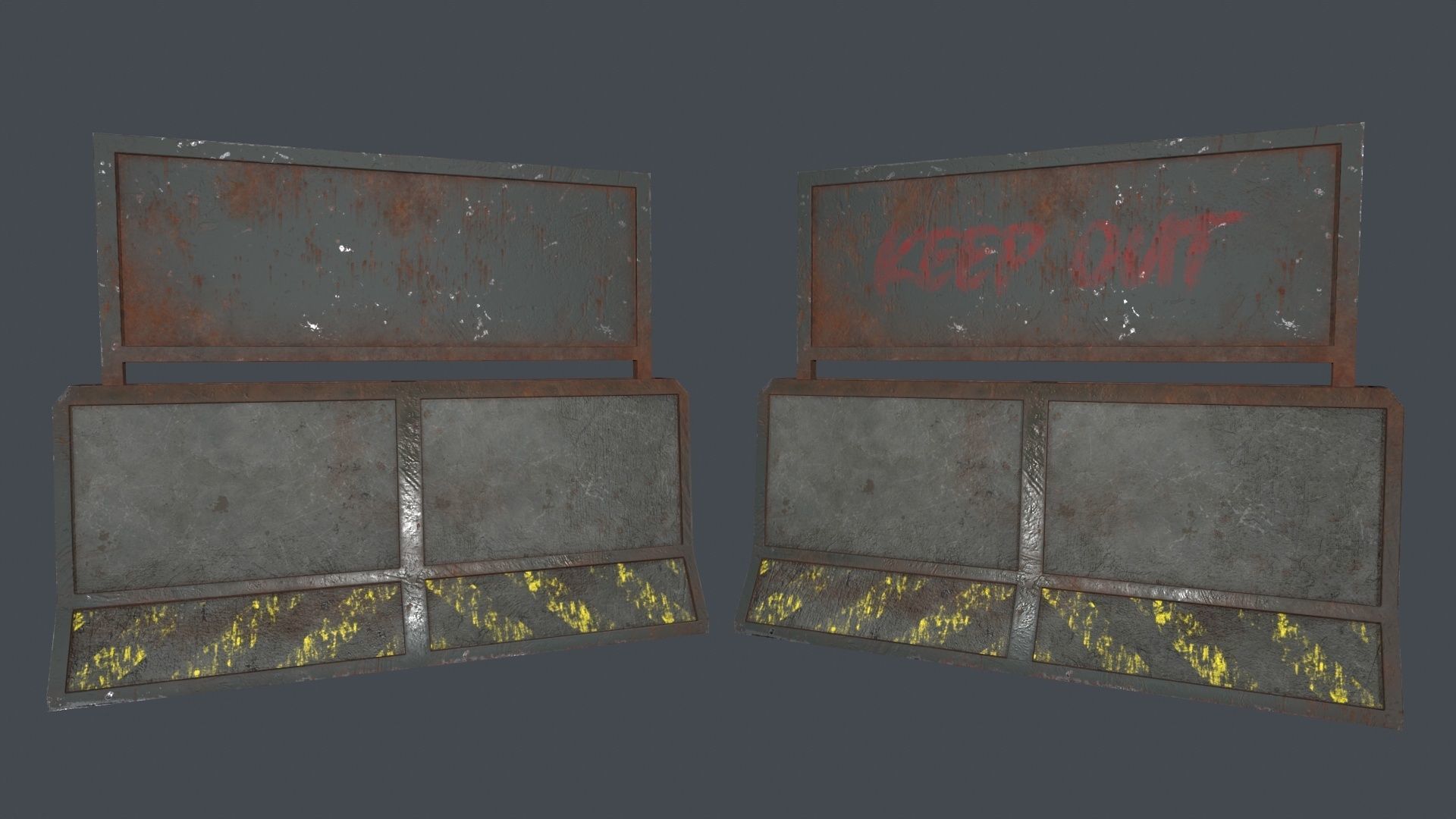 Concrete RoadBlock Barrier Barricade 3D model_2
