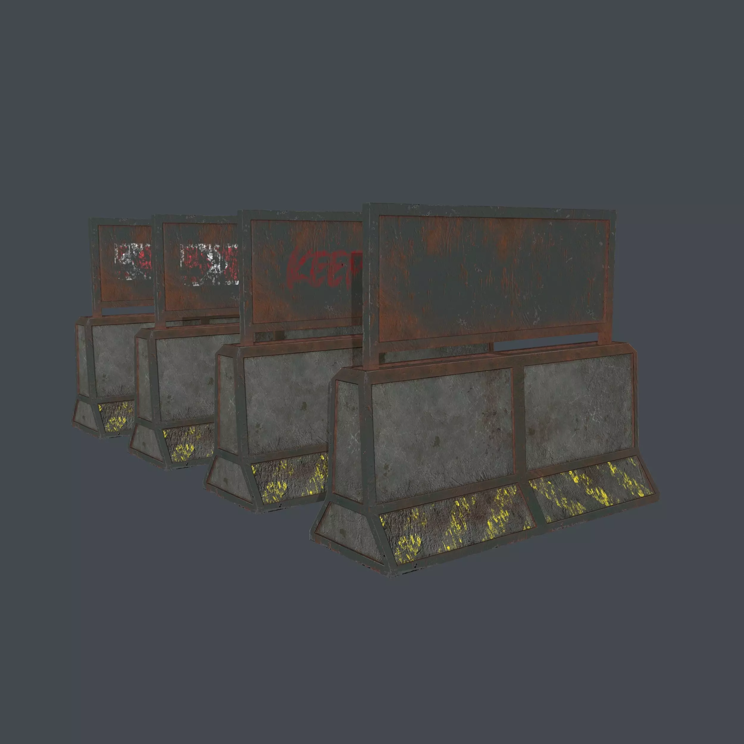 Concrete RoadBlock Barrier Barricade 3D model_0