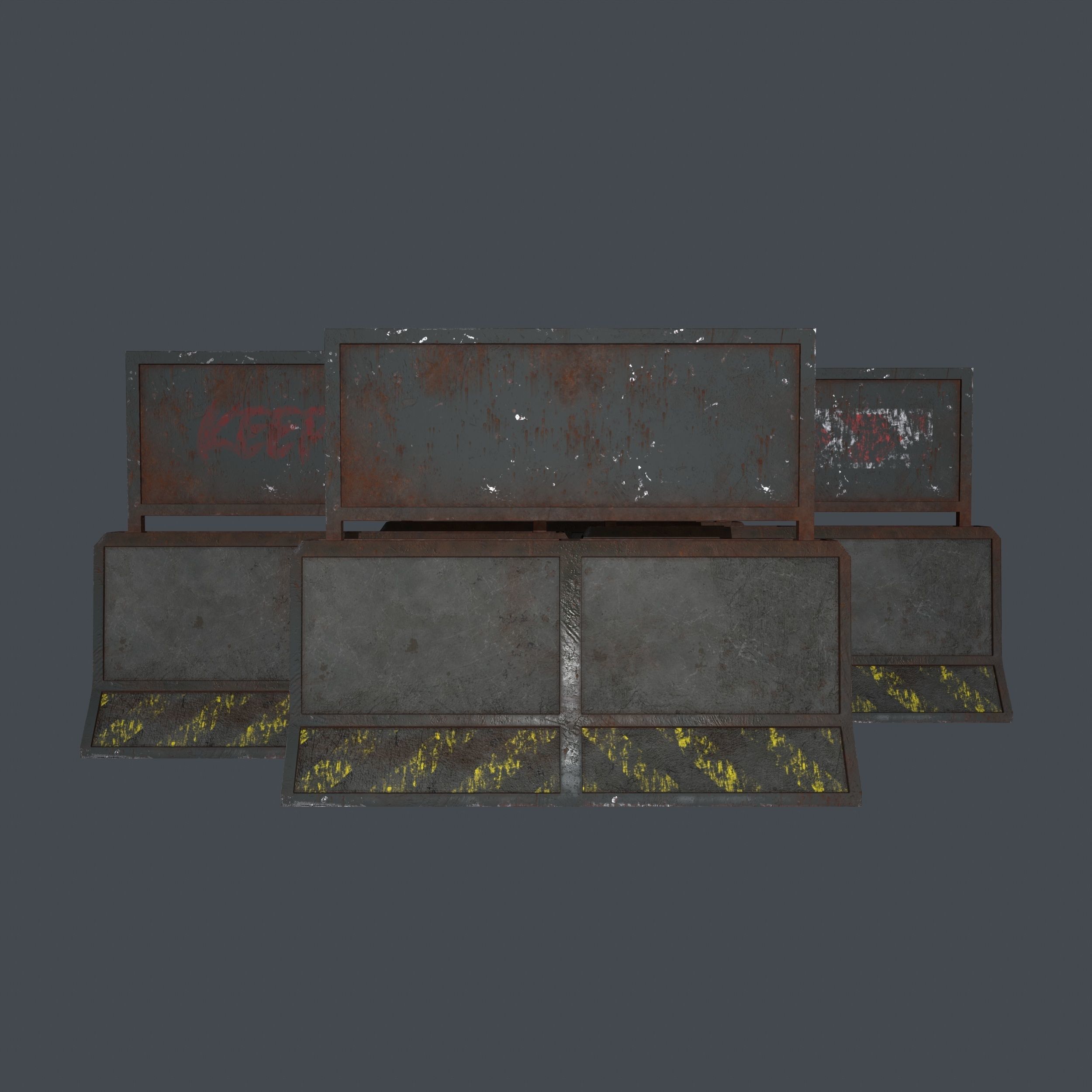 Concrete RoadBlock Barrier Barricade 3D model_8