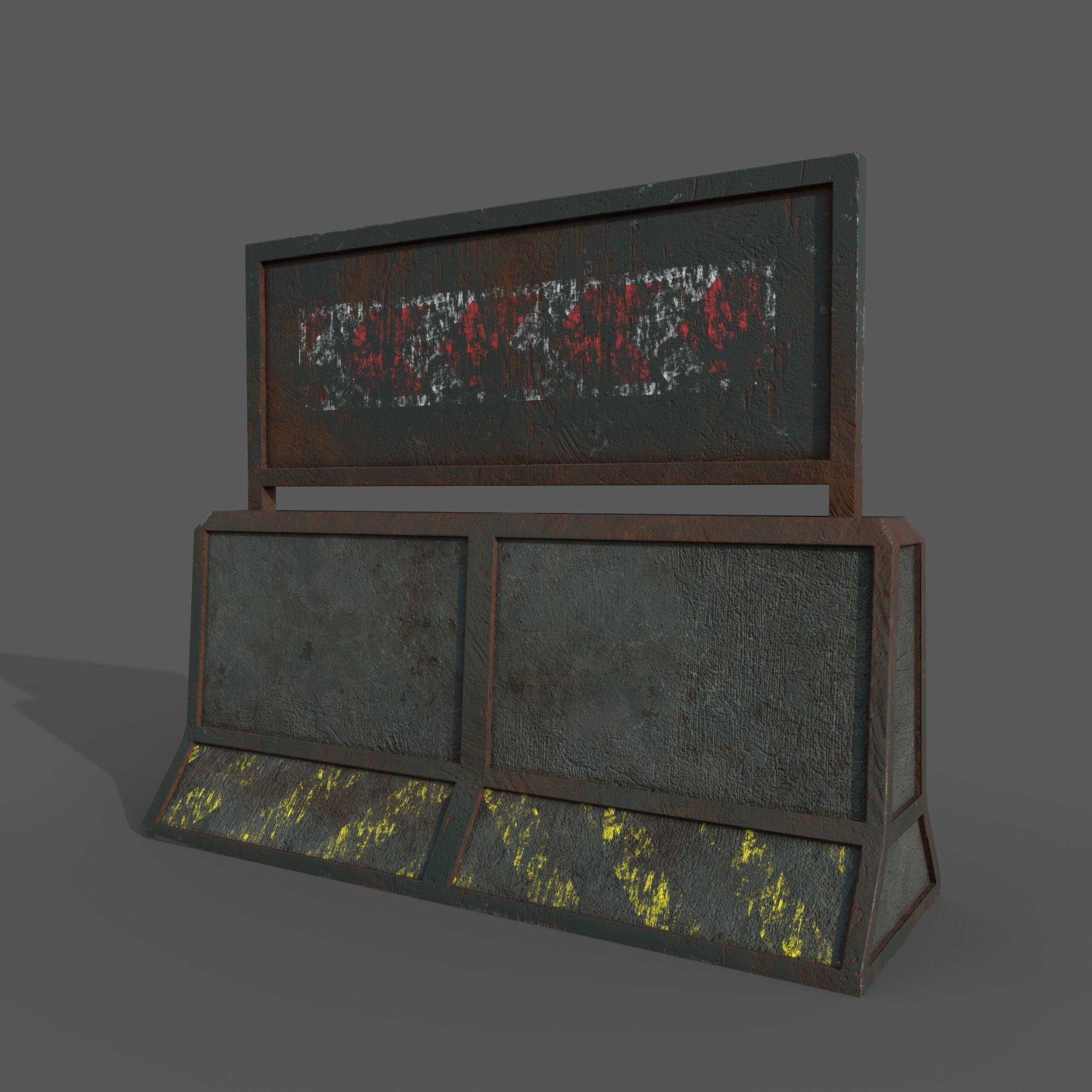 Concrete RoadBlock Barrier Barricade 3D model_11