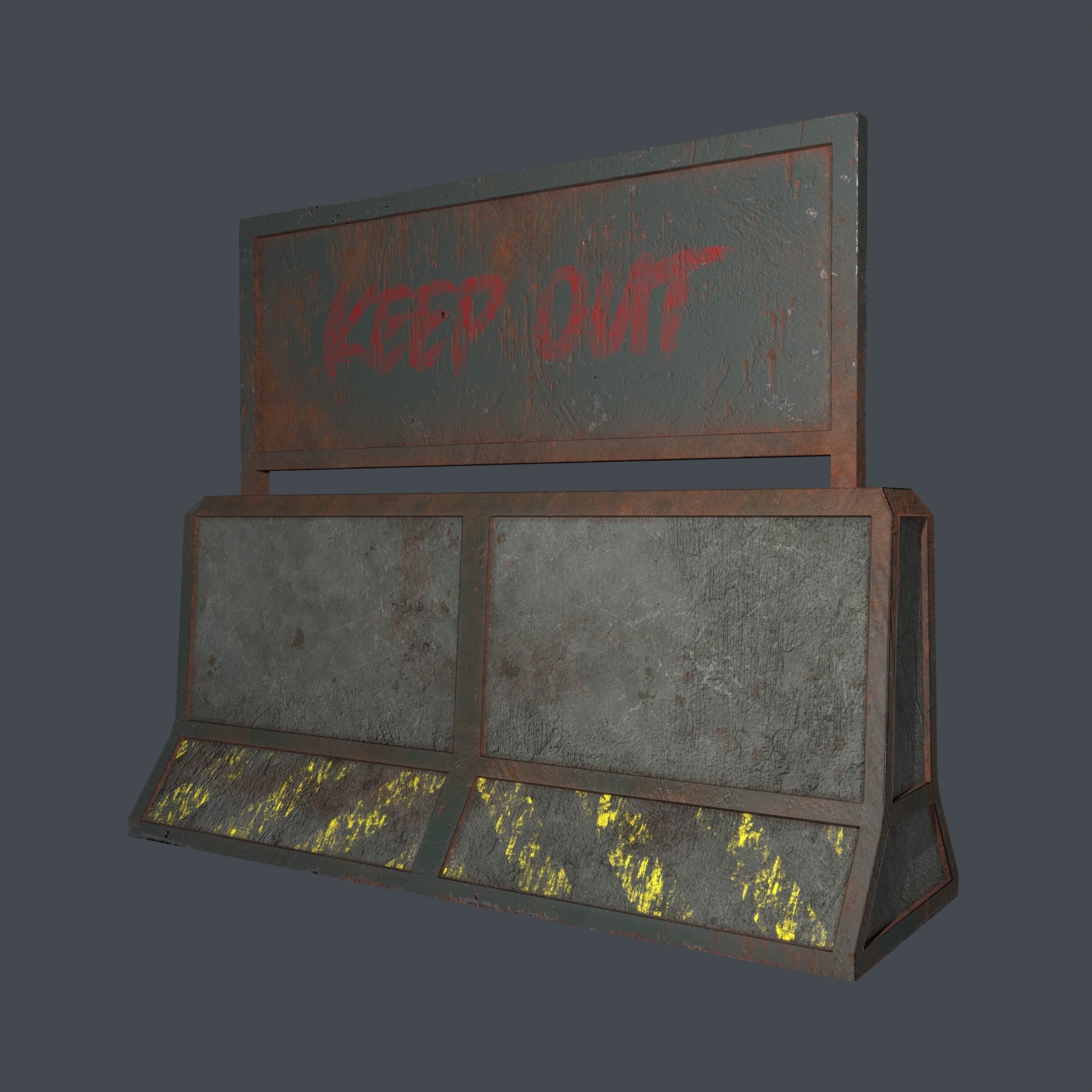 Concrete RoadBlock Barrier Barricade 3D model_5
