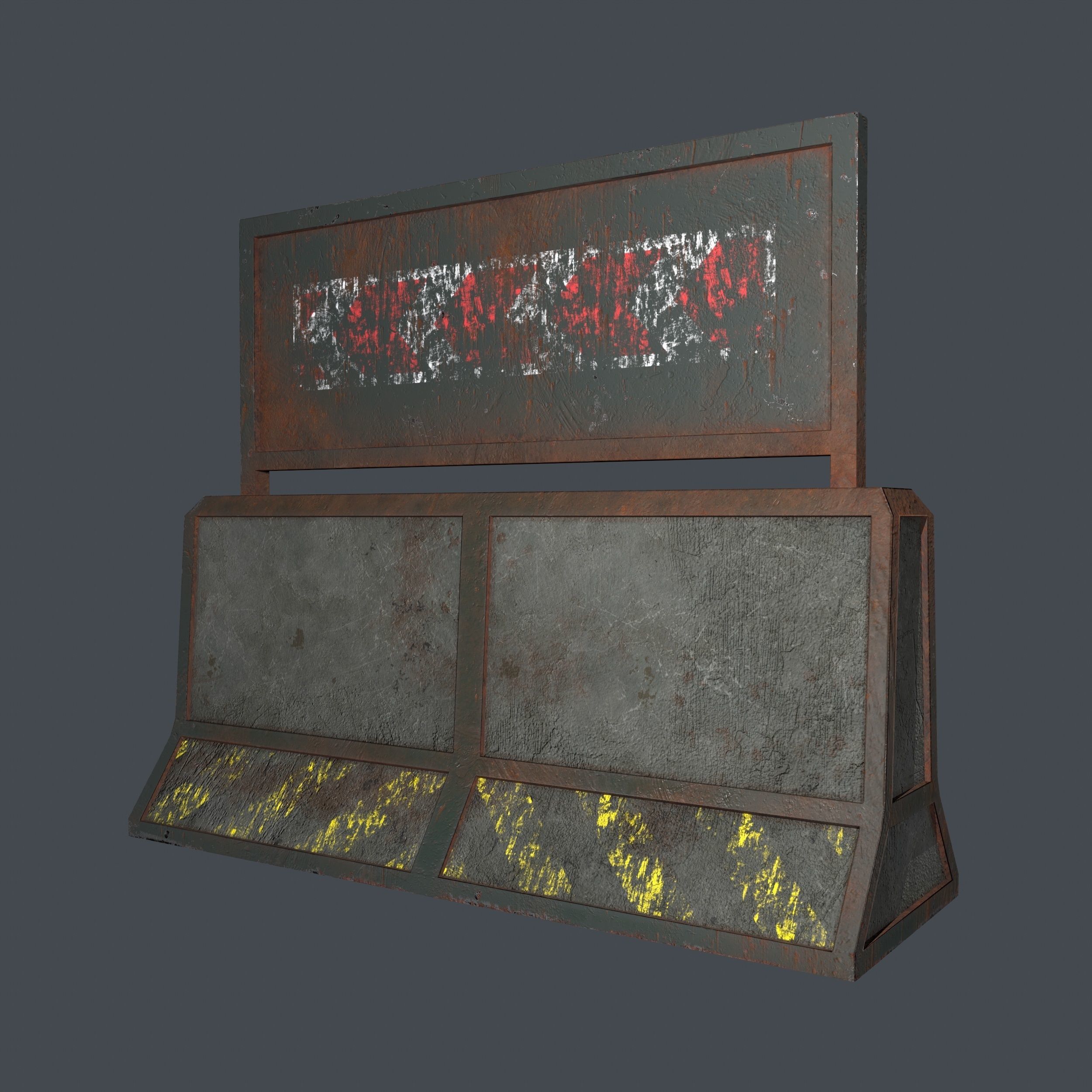 Concrete RoadBlock Barrier Barricade 3D model_7