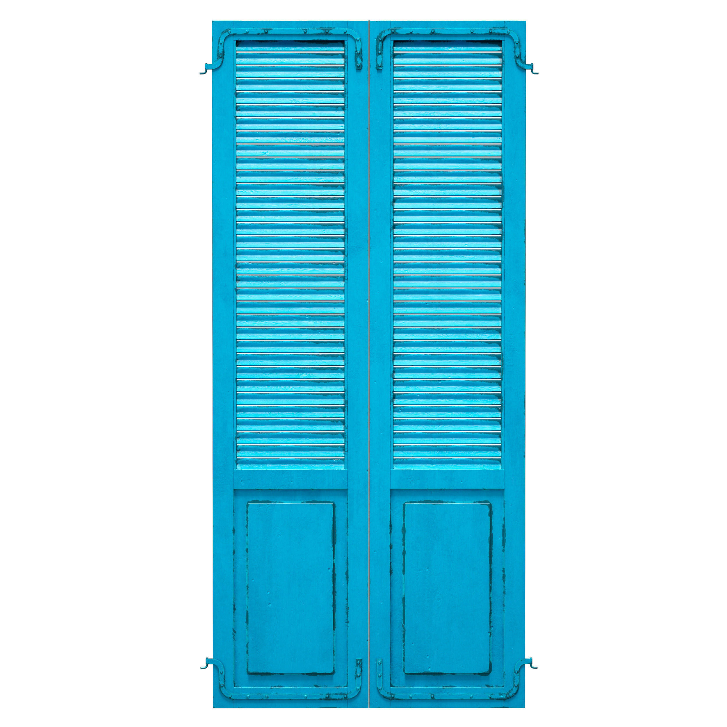 Wooden shutters doors with blinds 3D model_4