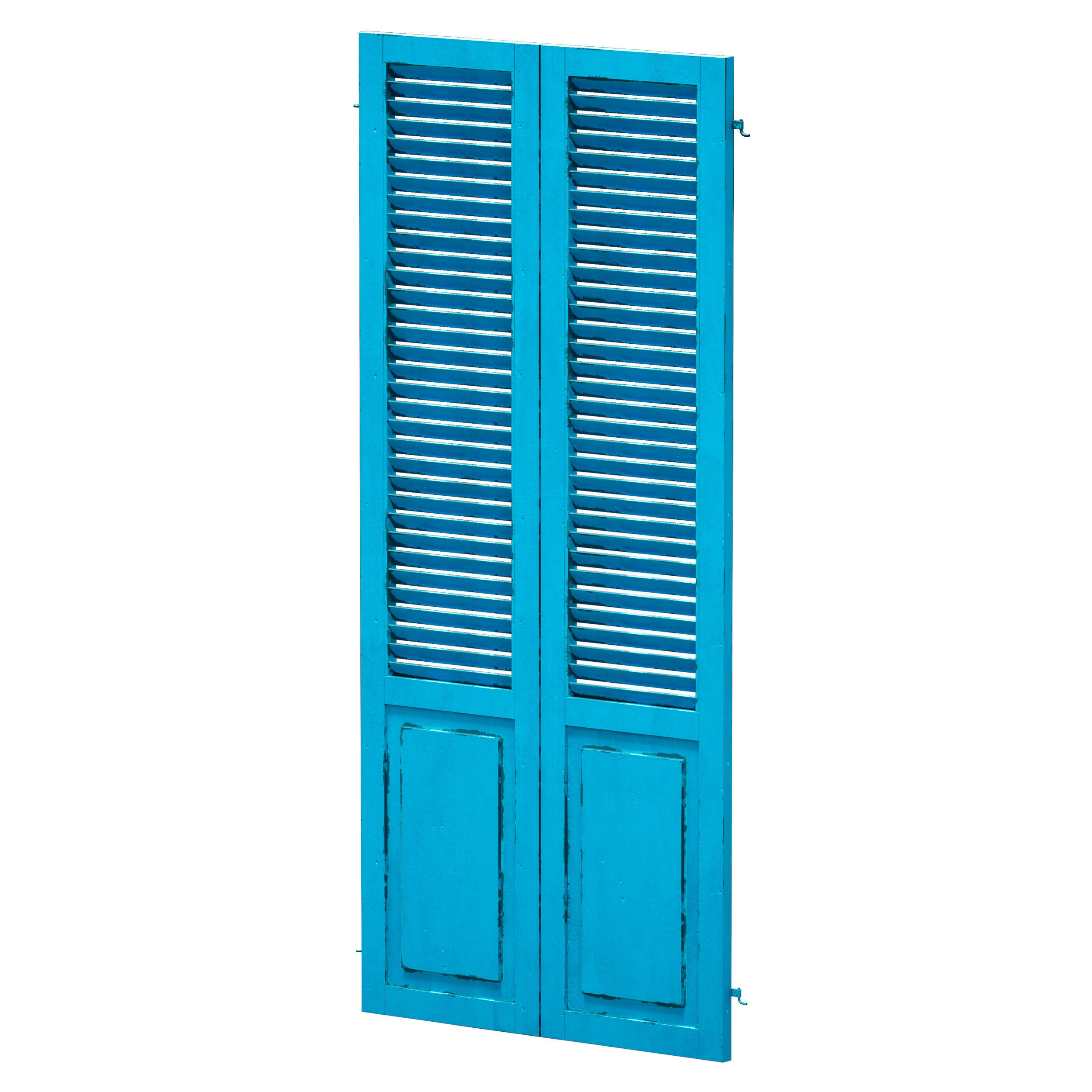 Wooden shutters doors with blinds 3D model_3