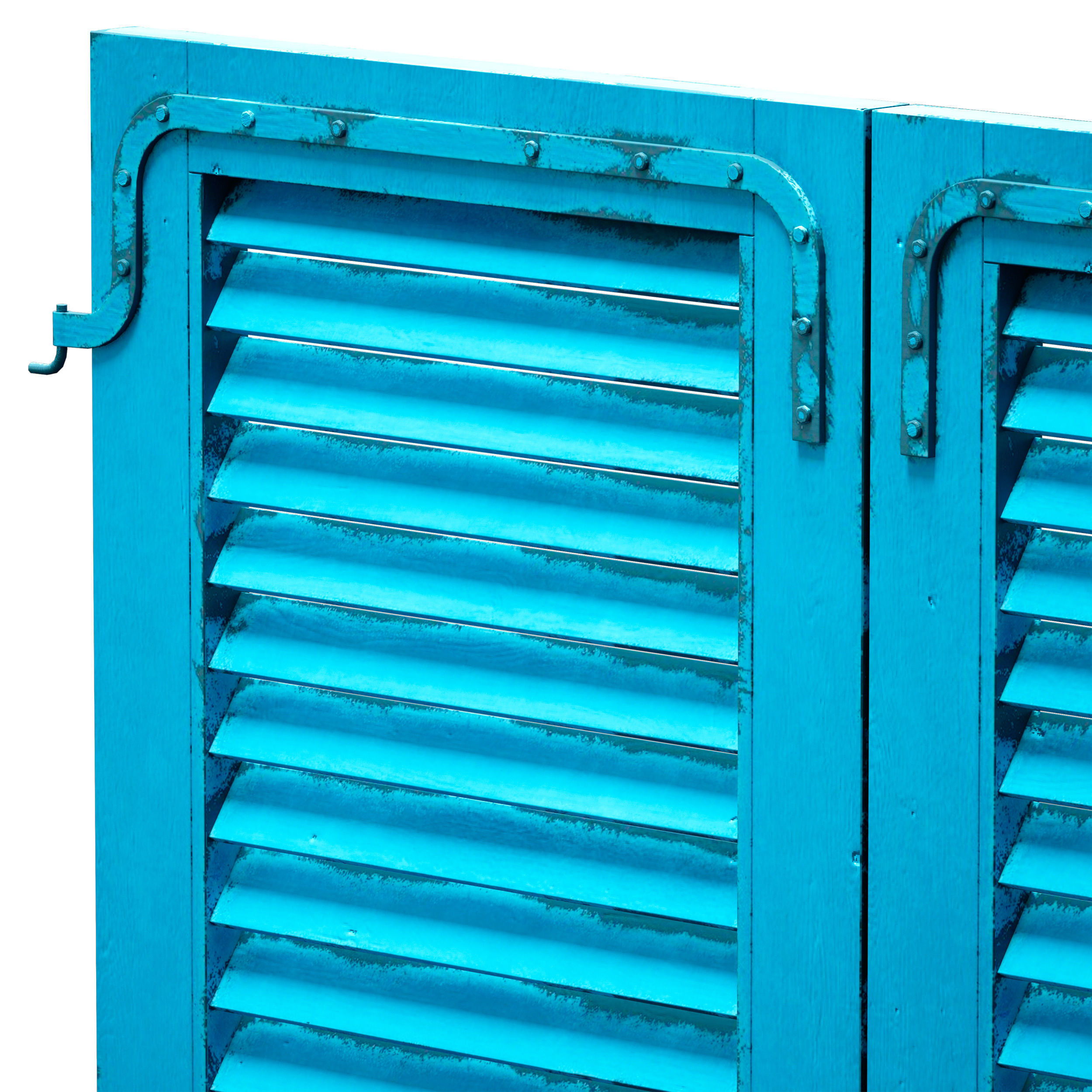 Wooden shutters doors with blinds 3D model_7
