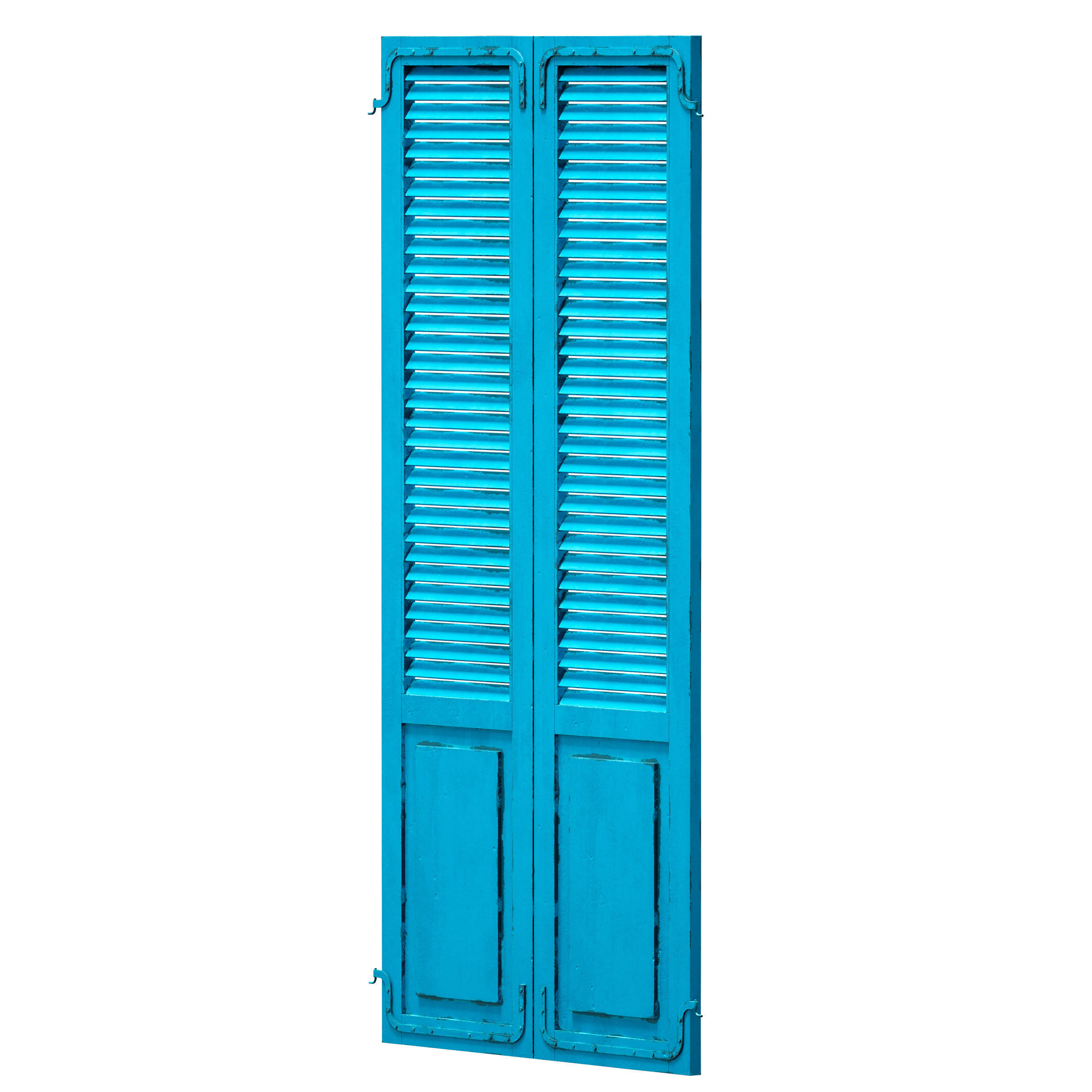 Wooden shutters doors with blinds 3D model_6