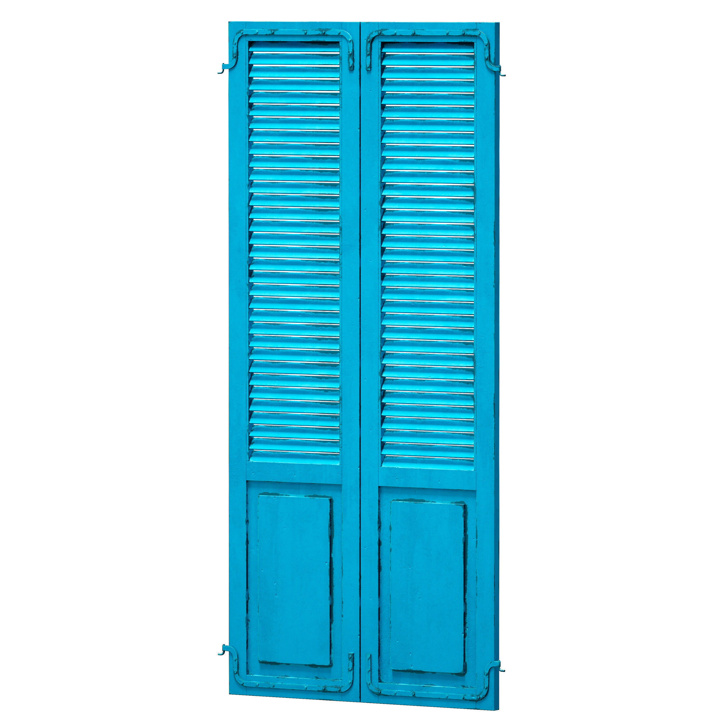 Wooden shutters doors with blinds 3D model_5